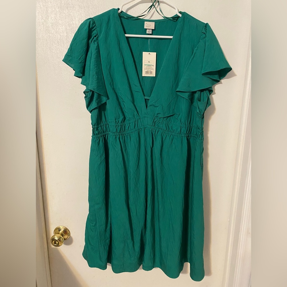 A New Day Turquoise V-Neck Dress